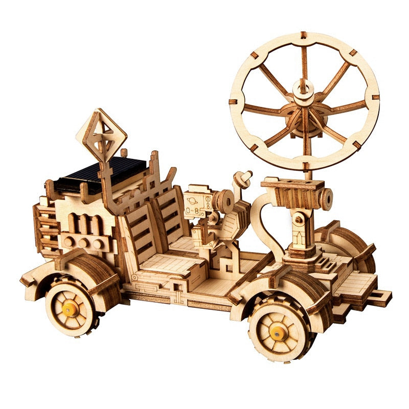 Robotime 4 Kind Moveable 3D Wooden Space Hunting Solar Energy Toy Assembly Gift for Children Teens Adult LS402