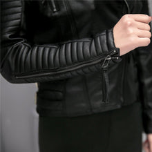 Load image into Gallery viewer, FTLZZ New Spring Autumn Women Faux Soft Leather Jackets Pu Black Blazer Zippers Coat Motorcycle Outerwear Biker Jacket

