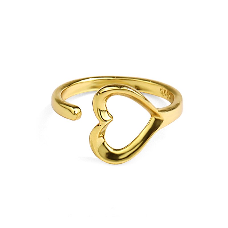 Aesthetic Hollow Heart Couple Ring For Women Gold Aadjustable Heart Finger Ring Vintage Jewelry Accessories Bague Femme 2021 BFF
