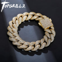 Load image into Gallery viewer, TOPGRILLZ 18mm Luxury Mens Miami Cuban Chain Bracelet New Spring Clasp Iced Micro Pave Cubic Zirconia Hip Hop Jewelry Gift

