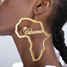 Load image into Gallery viewer, Stainless Steel Customized African Map Earring For Women Gold Color Punk Fashion Earrings Jewelry Ethnic Gift
