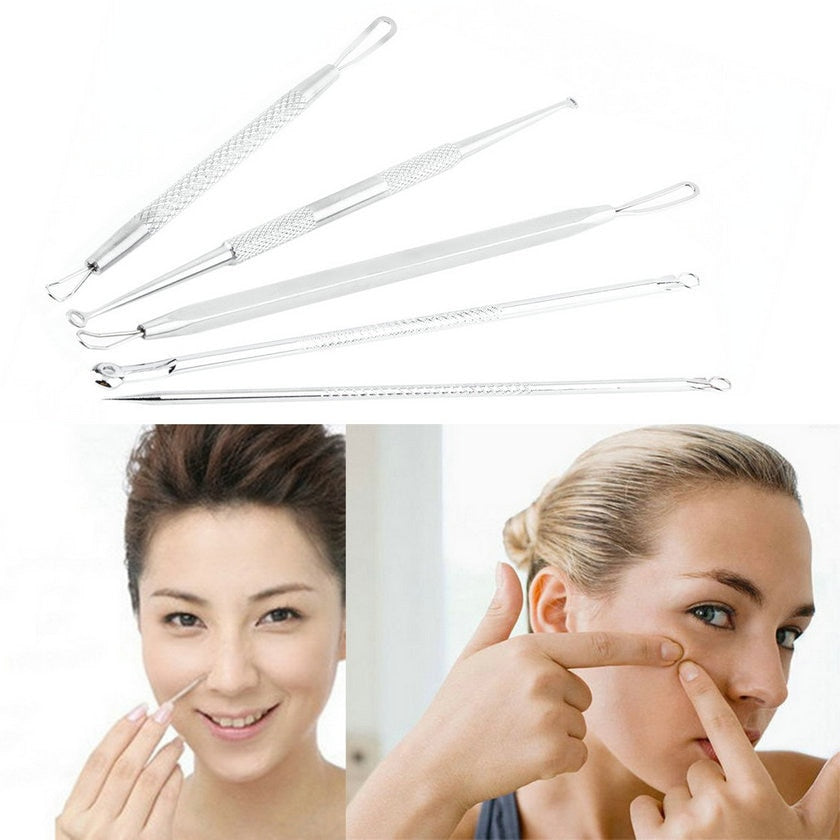5Pcs/set High Quality Blackhead Pimple Blemish Comedone Acne Extractor Remover Acne Removal Needles Face Skin Care Tool Kit