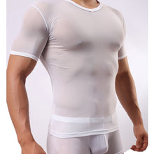 Load image into Gallery viewer, Men&#39;s Sexy Transparent Short Sleeve T-shirt 2020 Fashion See-through Underwear Shirts Men Mesh Sheer Top Understshirts Sleepwear
