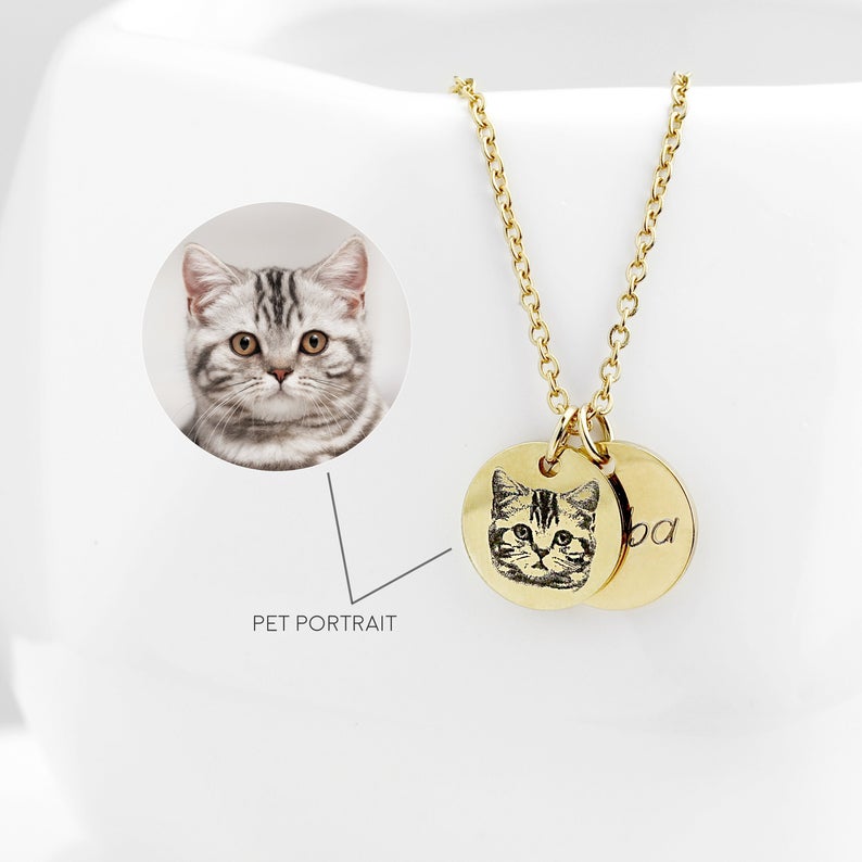 Pet Portrait Necklace Animal Lovers Pet Loss Gift for Women Cat Necklace Cat Lover Gift Mothers Day Personalized Dog Grandpa