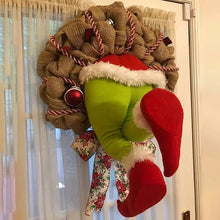 Load image into Gallery viewer, Christmas Burlap Wreath The Grinch Stealer Christmas Burlap Wreath Christmas Garland Decorations Funny Christmas Door Decoration

