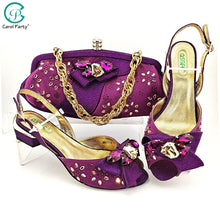 Load image into Gallery viewer, 2020 New Design Magenta Mid Heel Italian Design Women Shoes And Bag To Match African Style Matching Shoes And Bag Set For Party

