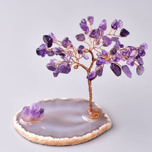 Load image into Gallery viewer, Natural Crystal Tree Amethyst Rose Quartz Aquamarine Lucky Tree Decoration Agate Slices Stone Mineral Ornaments Office decor
