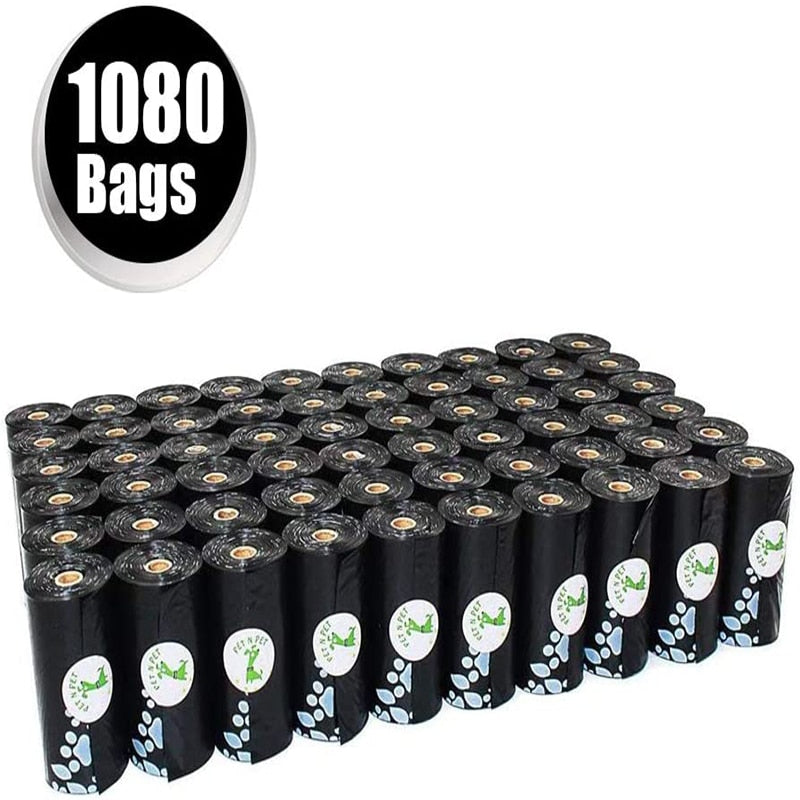 Dog Poop Bags Earth-Friendly 1080 Counts 60 Rolls Unscented Poo Bags Large Black Dog Waste garbage bag