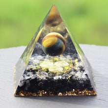 Load image into Gallery viewer, Orgonite Pyramid Chakras Tiger Eye Orgon Energy Crystals Obsidian Original Home Office Decor Resin Reiki Gift Decoration
