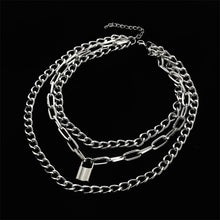 Load image into Gallery viewer, Layered Chain Necklace Neck Chains Lock Pendant Jewelry For Women Punk Choker Padlock Goth Jewelry Grunge Aesthetic Accessories
