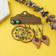 Load image into Gallery viewer, Vintage Elegant Natural Wood Beads Drop Earrings Set For Women Boho Round Hoop Long Tassel Hanging Earring 2020Wholesale Jewelry
