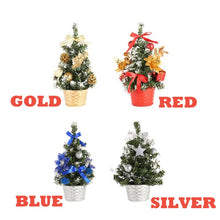 Load image into Gallery viewer, 1pcs Decorated Small 20cm Christmas Tree Cedar Pine On Sisal Silk Blue-green Gold Silver And Red Mini Christmas Tree Ornaments
