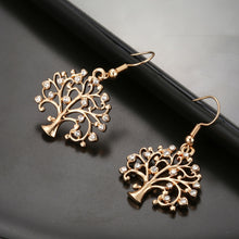 Load image into Gallery viewer, Tree Of Life Drop Earrings for Women Gold Silver Plated Korean Earring bohemian Jewelry Gift brincos Crystal Dangle Earring 2021
