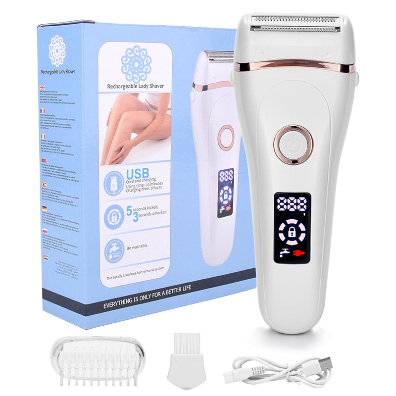 Electric Razor Painless Lady Shaver For Women USB Charging Bikini Trimmer For Whole Body Waterproof LCD Display Wet & Dry Using