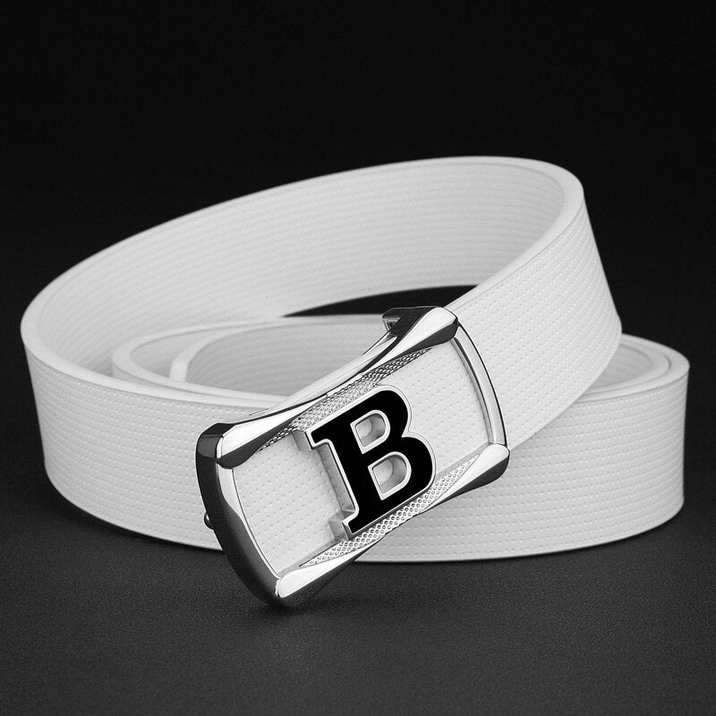 Men Initial B Letter Buckle Belt Famous Designer Waistband High Quality Automatic Buckle Waist Strap Leather Belt for Male Jeans