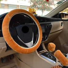 Load image into Gallery viewer, Car Steering Wheel Cover Plush Winter Universal Hand Brake Gear Position Gear Three-piece Fur Cover Car Interior Accessories
