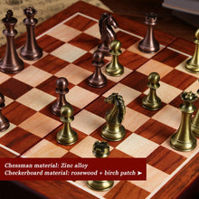 Load image into Gallery viewer, Chess Metal Bronze Children&#39;s Folding Board Game Chess Decoration Wooden Toys Children&#39;s Educational Toys Double Board Game
