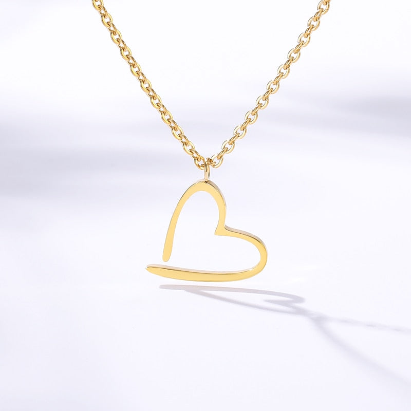 Heart Pendant Necklaces for Womens Stainless Steel Necklace Romantic Jewelry Gold Color Girls Wedding Girlfriend Wife Gifts