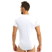Load image into Gallery viewer, Men Adults Slim Body Bodybuilding Undershirts Round Neck Short Sleeves Press Crotch T-shirt Bodysuit One Piece Underwear Romper
