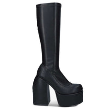 Load image into Gallery viewer, punk style autumn winter boots elastic microfiber shoes woman ankle boots high heels black thick platform long knee high boots
