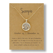 Load image into Gallery viewer, Fashion Day and Night 12 Zodiac Necklace Wish Card Jewelry Round Horoscope Astrology Pendant Zodiac Sign Necklace for Gifts

