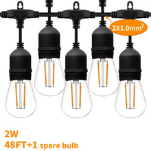Load image into Gallery viewer, IP65 15M 15Bulbs LED Festoon String Light S14 E27 LED Bulb Fairy String Lights Outdoor Garland Light Christmas Home Decorate
