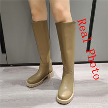 Load image into Gallery viewer, FEDONAS 2022 ZA Ins Hot Women Genuine Leather Knee Boots High Heels Motorcycle Boots Punk Slim Long Autumn Winter Shoes Woman
