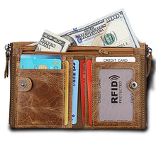 Load image into Gallery viewer, SOBU Wallet Men 100% Genuine Leather Short Wallet Vintage Cow Leather Coin Purse Casual Wallets Purse Standard Card Holders
