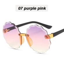 Load image into Gallery viewer, 2021 New Rimless Children Sunglasses uv400 Frameless Ocean Color Plum Shaped Fashion Round Cute Baby Vintage Cut-edge Glasses
