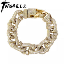 Load image into Gallery viewer, TOPGRILLZ 17mm Miami Cuban Chain Bracelet High Quality Micro Pave Iced Out Cubic Zirconia Men&#39;s Hip Hop Fashion Jewelry For Gift
