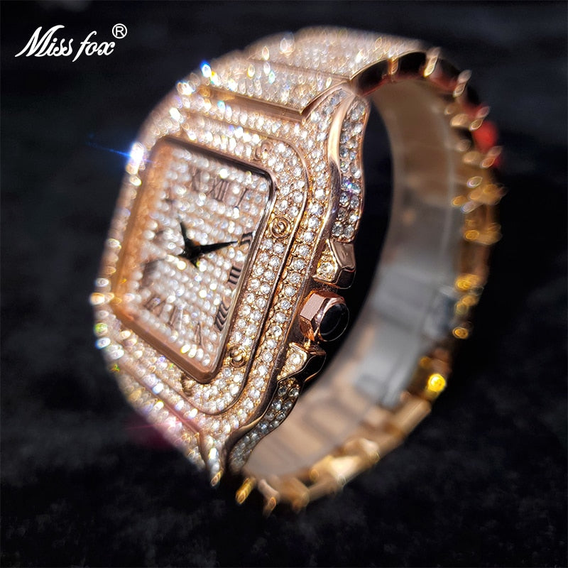 Dropshipping Gold Men Watch Ice Out Lab Diamond Square Watches for Male Waterproof Hip Hop bling bling Cool Hour Gift Wholesale