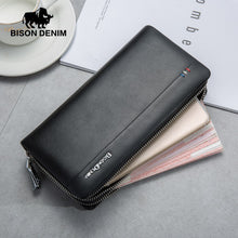 Load image into Gallery viewer, BISON DENIM fashion luxury men wallets genuine leather large capacity long double zipper male clutch purse brand wallet
