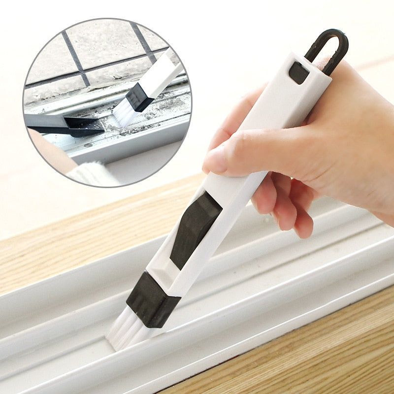 Multipurpose Practical Window Door Corner Keyboard Groove Cleaning Brush Cleaner 2 In 1 Household Cleaning Tool lw036152
