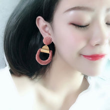 Load image into Gallery viewer, 1Pair New Arrival Hollow Pink Velvet Geometry Earring Exquisite High Quality Graceful Gifts Drop Earrings
