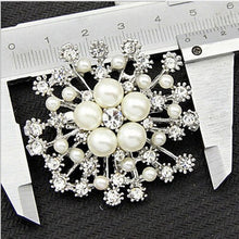 Load image into Gallery viewer, LNRRABC Fashion Women Large Brooches Lady Snowflake Imitation Pearls Rhinestones Crystal Wedding Brooch Pin Jewelry Accessorise
