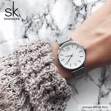Load image into Gallery viewer, 2020 SK Super Slim Sliver Mesh Stainless Steel Watches Women Top Brand Luxury Casual Clock Ladies Wrist Watch Relogio Feminino

