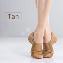 Load image into Gallery viewer, Genuine Leather Jazz Dance Shoes Tan Black Antiskid Sole Jazz Shoes High Quality Adults Dance Sneakers For Girls Women
