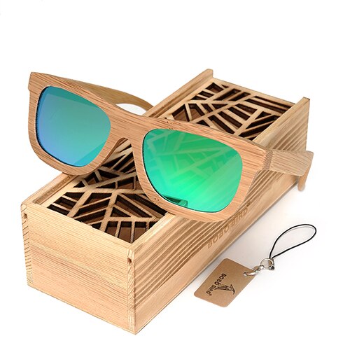 BOBO BIRD Square Men Sunglasses Ladies Polarized UV Protection Eyewear Women Bamboo Sun Glasses lunettes femmes solaire