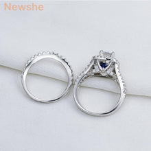 Load image into Gallery viewer, Newshe 2 Pcs Solid 925 Sterling Silver Women&#39;s Wedding Ring Sets Victorian Style Blue Side Stones Classic Jewelry For Women
