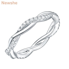 Load image into Gallery viewer, Newshe 925 Sterling Silver Wedding Engagement Ring For Women Twist Rope Wave Design Curve Band Trendy Jewelry CZ Jewelry Gift
