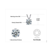 Load image into Gallery viewer, Round 1ct CZ Solitaire Pendant Necklace 925 Sterling Silver Choker Statement Necklace Women Silver 925 Jewelry No Chain
