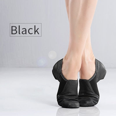 Genuine Leather Jazz Dance Shoes Tan Black Antiskid Sole Jazz Shoes High Quality Adults Dance Sneakers For Girls Women