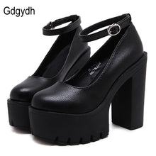 Load image into Gallery viewer, Gdgydh 2021 new spring autumn casual high-heeled shoes sexy ruslana korshunova thick heels platform pumps Black White Size 42
