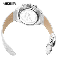 Load image into Gallery viewer, Top Brand New MEGIR Chronograph Women Watch Luxury Lover Clock Leather Strap Classic Lady White Watches Dress Clock Female 2020
