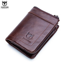 Load image into Gallery viewer, BULLCAPTAIN Genuine Cowhide Men&#39;s Wallet Short Coin Purse woman wallet Brand High Quality Designer New Short Wallets men bags
