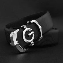 Load image into Gallery viewer, High Quality fashion g mens belt genuine leather designer belt White casual Cowskin solid smooth buckle Waistband ceinture homme
