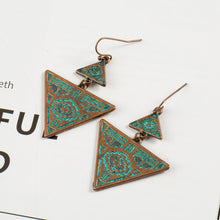 Load image into Gallery viewer, Antique Ethnic Geometric Triangle Dangle Hanging Drop Earrings for Women 2018 New Fashion Women Vintage Ear Jewelry Accessories

