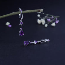 Load image into Gallery viewer, Gem&#39;s Ballet 2.87Ct Natural Purple Amethyst Drop Earring 925 Sterling Silver Flower Vintage Earrings For Women Fine Jewelry
