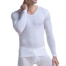 Load image into Gallery viewer, Men&#39;s Undershirt Thermal Super Thin Men Ice Silk Underwear Sheer T Shirts Long Johns Male Long Sleeves Tops Tees Breathable
