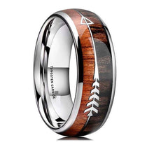 Load image into Gallery viewer, Somen 8mm Natural Wood &amp; Arrow Design Tungsten Ring For Men&#39;s Wedding Band Engagement Ring Dome Style Size 6-13 Available
